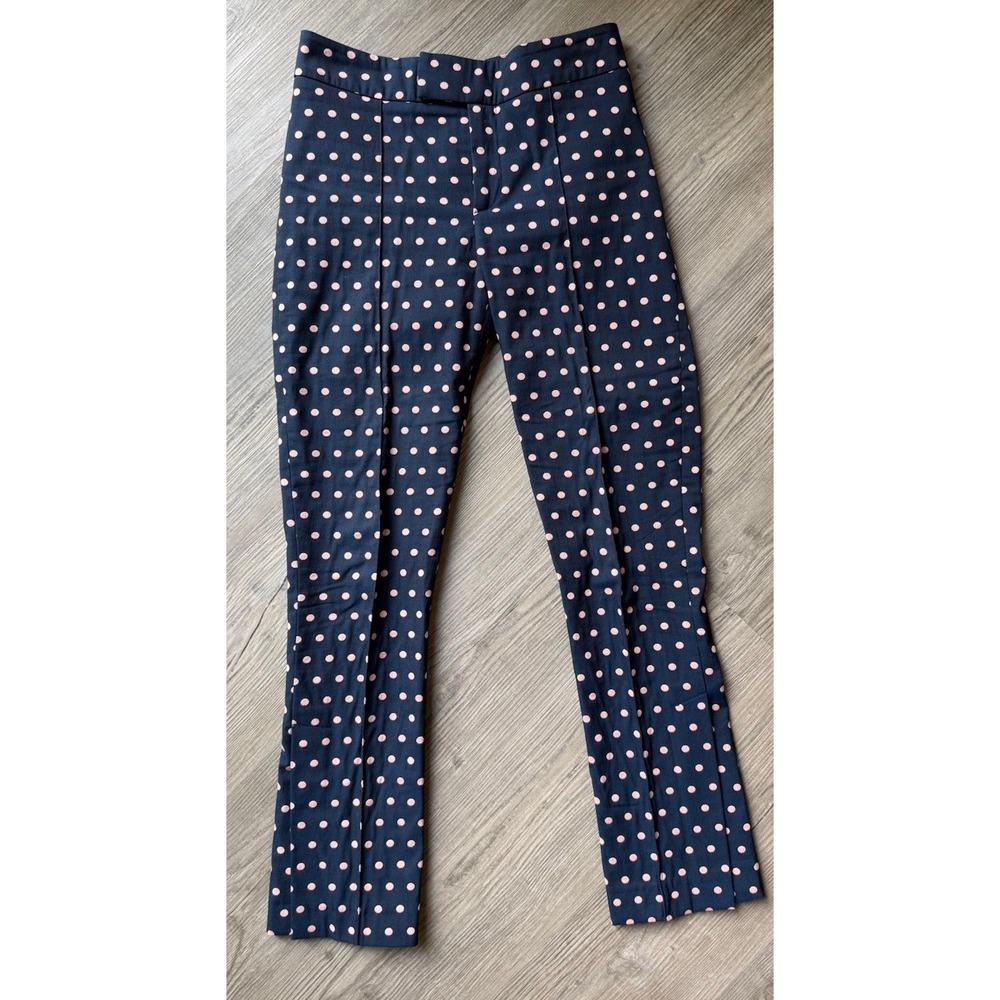 Smythe Stovepipe Jacquard Polka Dot Ankle Pants Navy Pink Womens